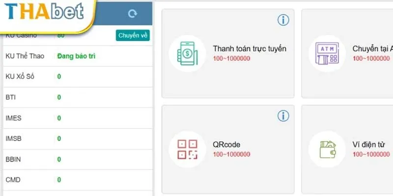 Điều kiện cần đáp ứng để thực hiện nạp tiền Thabet