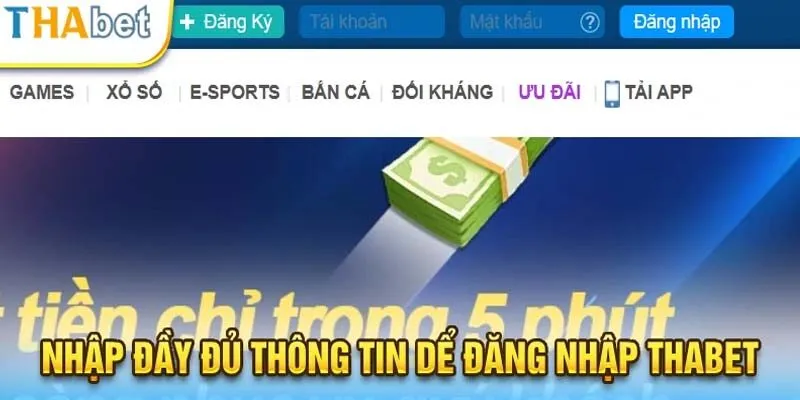 Quy trình đăng nhập tài khoản nhà cái Thabet cực dễ